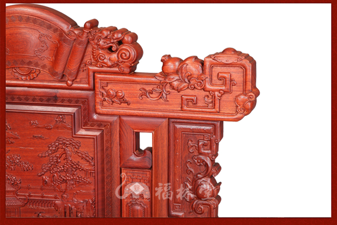 福林堂缅甸花梨木办公桌细节图